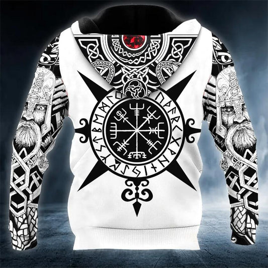 Odin Yinyang Werewolves Viking Compass Tattoo 3D Hoodie Moonbestprint