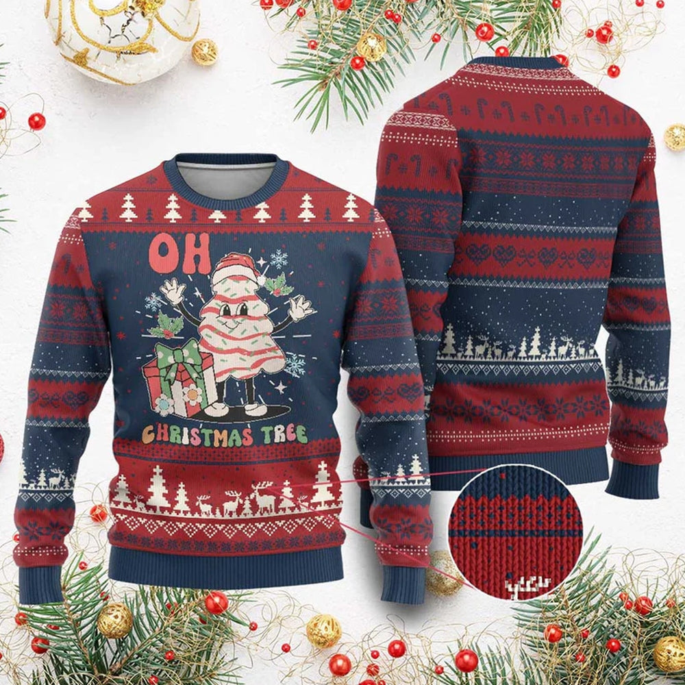 Oh Christmas Tree Groovy Ugly Christmas Sweater - Moonbestprint