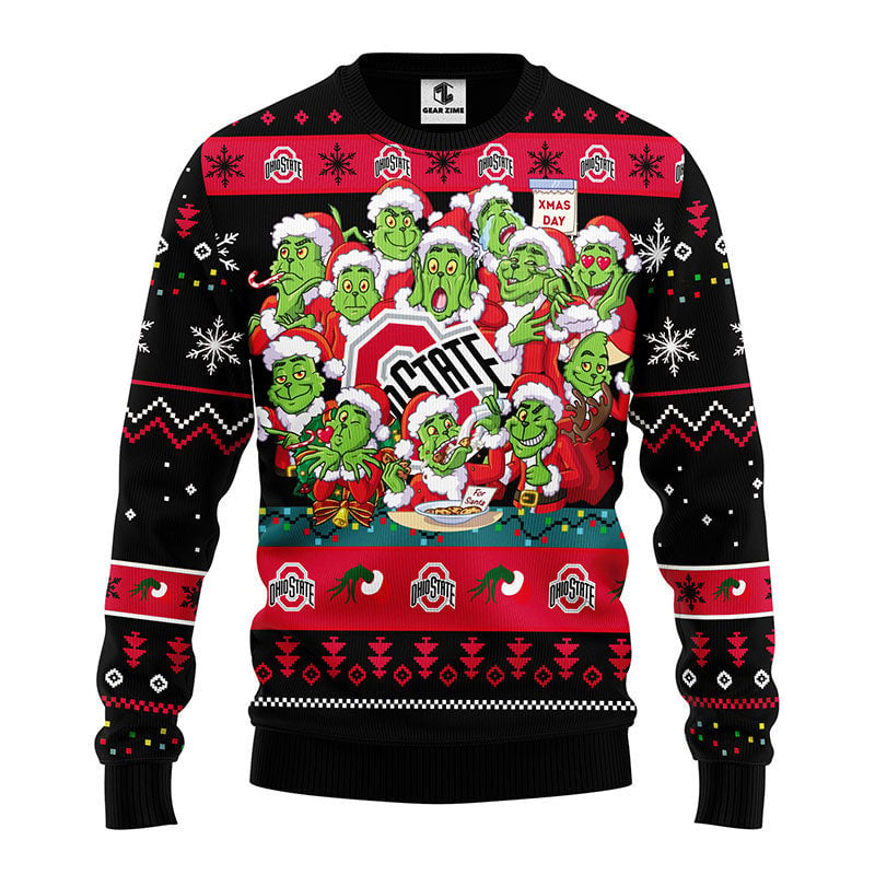 Ohio State Buckeyes 12 Grinch Xmas Day Ugly Christmas Sweater Moonbestprint