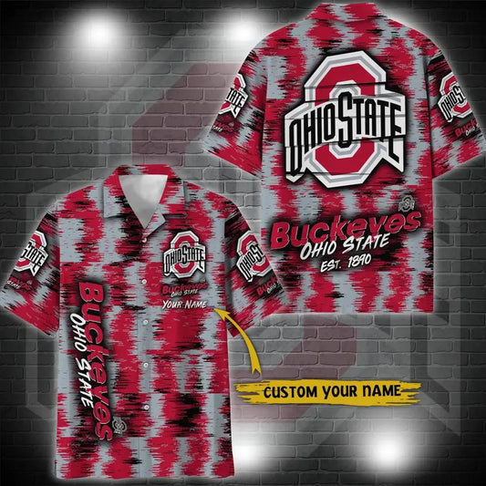 Ohio State Buckeyes Aloha Hawaiian Shirt Custom Your Name, NCAA Hawaiian Shirt Moonbestprint