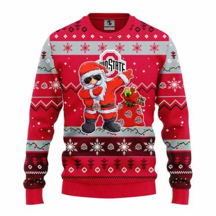 Ohio State Buckeyes Dabbing Santa Claus Ugly Christmas Sweater, NCAA Christmas Sweater Moonbestprint