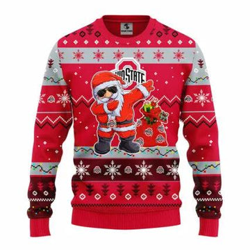 Ohio State Buckeyes Dabbing Santa Claus Ugly Christmas Sweater, NCAA Christmas Sweater Moonbestprint