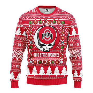 Ohio State Buckeyes Grateful Dead Ugly Christmas Sweater, NCAA Christmas Sweater Moonbestprint