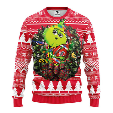 Ohio State Buckeyes Grinch Hug Ugly Christmas Sweater Moonbestprint