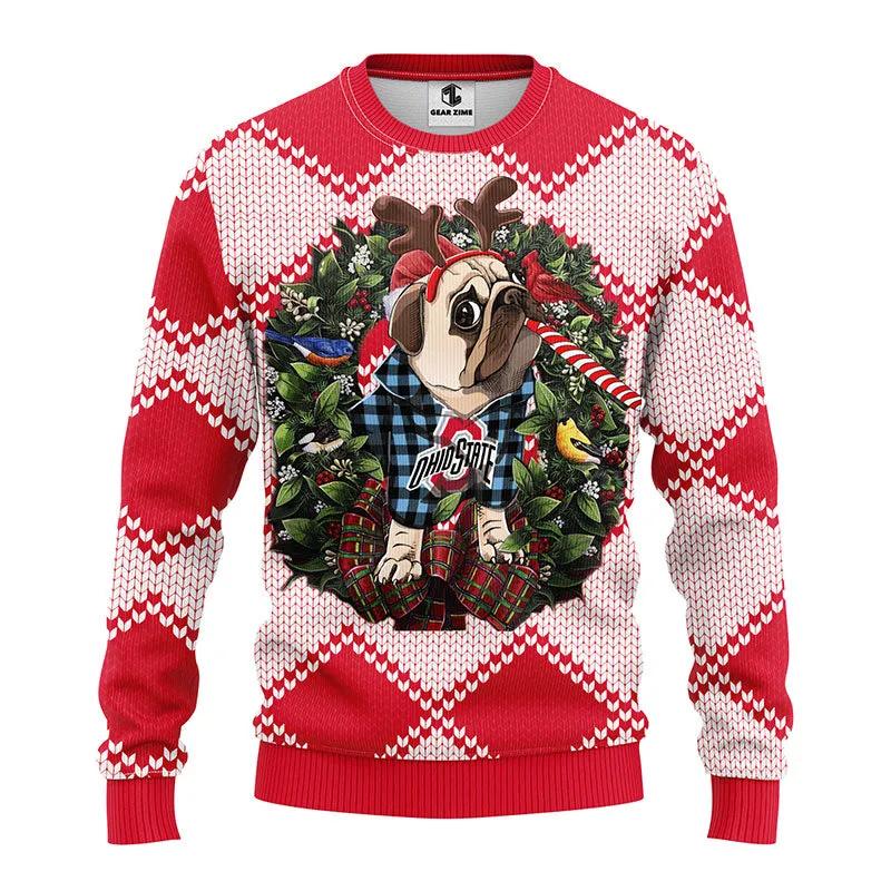 Ohio State Buckeyes Pub Dog Ugly Christmas Sweater, NCAA Christmas Sweater Moonbestprint