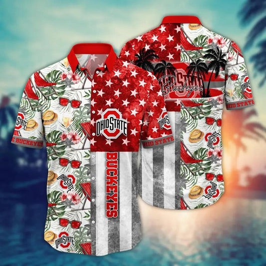 Ohio State Buckeyes Style Hot Trending Summer NCAA Flower Aloha Hawaiian Shirt 10, NCAA Hawaiian Shirt Moonbestprint