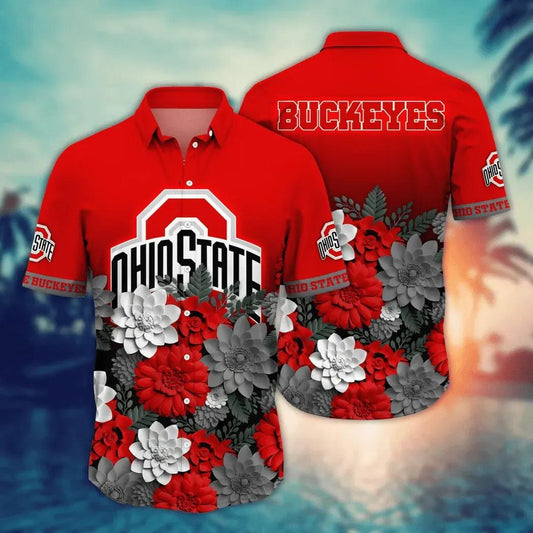Ohio State Buckeyes Style Hot Trending Summer NCAA Flower Aloha Hawaiian Shirt 13, NCAA Hawaiian Shirt Moonbestprint
