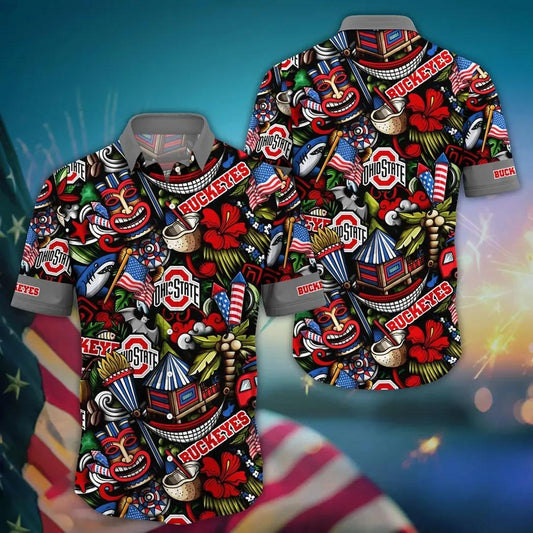 Ohio State Buckeyes Style Hot Trending Summer NCAA Flower Aloha Hawaiian Shirt 15, NCAA Hawaiian Shirt Moonbestprint