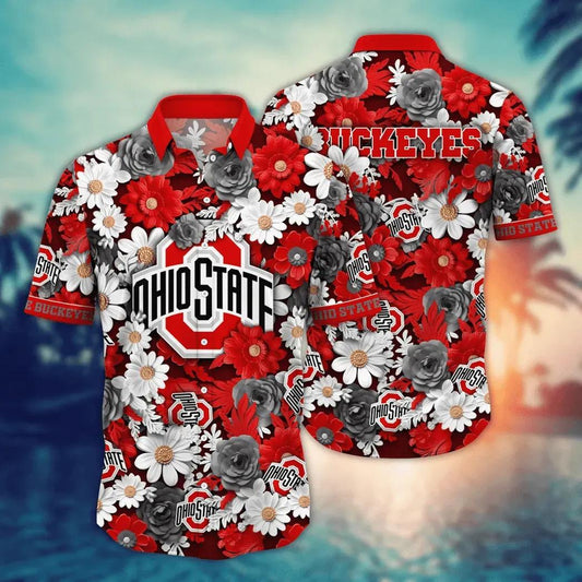 Ohio State Buckeyes Style Hot Trending Summer NCAA Flower Aloha Hawaiian Shirt 8, NCAA Hawaiian Shirt Moonbestprint