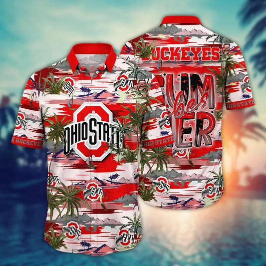 Ohio State Buckeyes Style Hot Trending Summer NCAA Flower Aloha Hawaiian Shirt 9, NCAA Hawaiian Shirt Moonbestprint