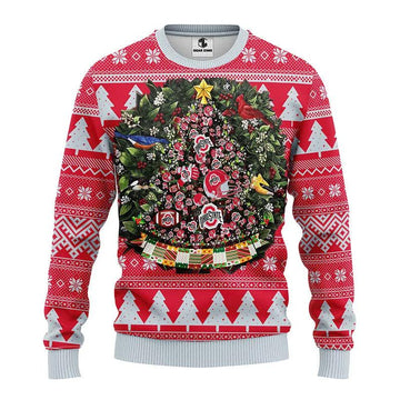 Ohio State Buckeyes Tree Ugly Christmas Sweater, NCAA Christmas Sweater Moonbestprint