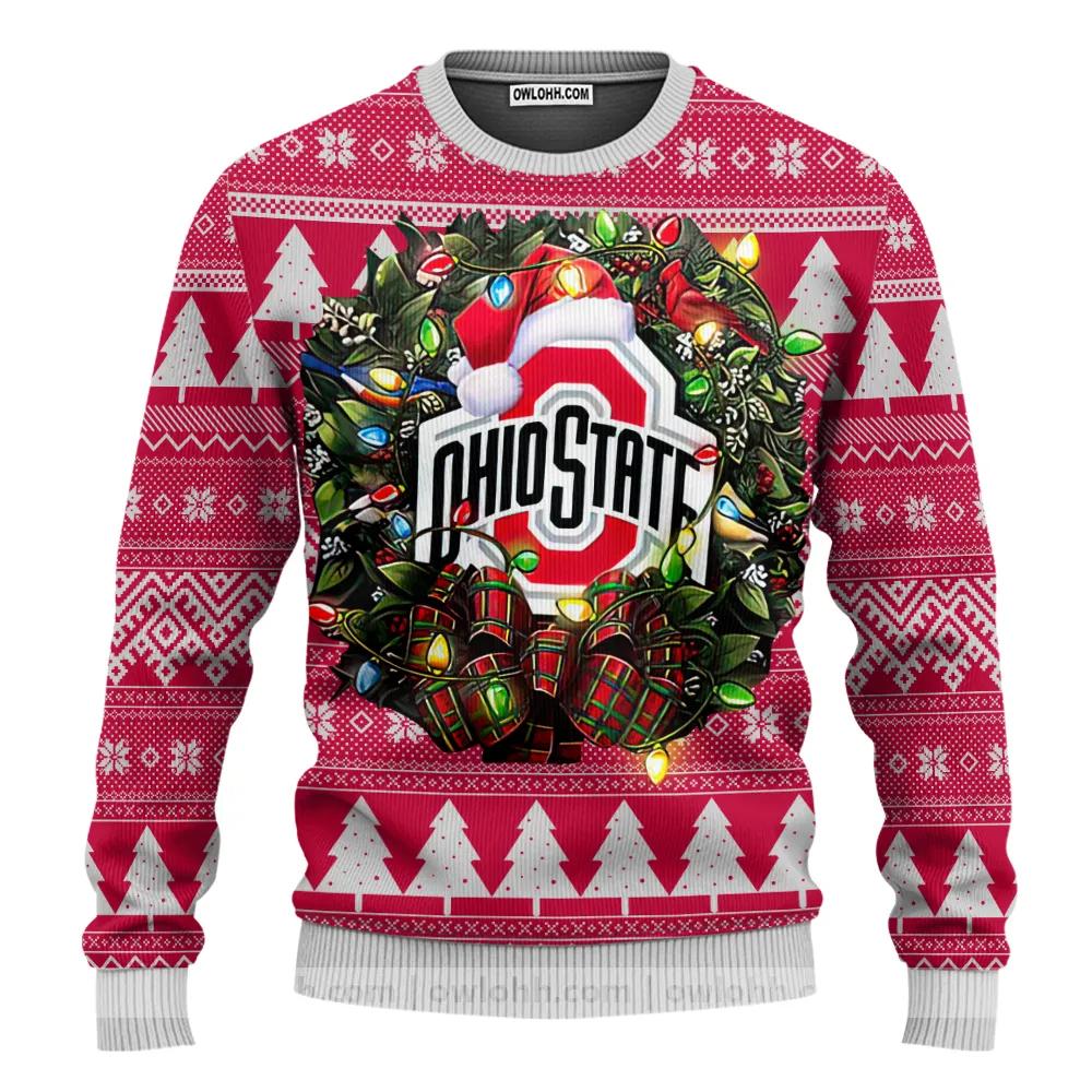 Ohio State Buckeyes Ugly Christmas Sweater, NCAA Christmas Sweater Moonbestprint