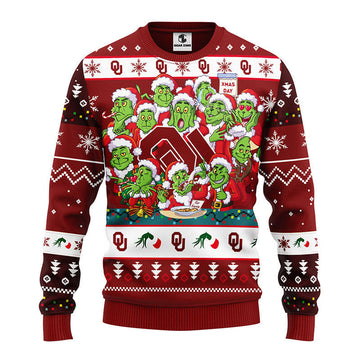Oklahoma Sooners 12 Grinch Xmas Day Ugly Christmas Sweater Moonbestprint