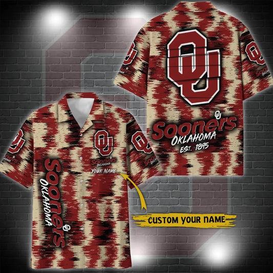 Oklahoma Sooners Aloha Hawaiian Shirt Custom Your Name, NCAA Hawaiian Shirt Moonbestprint