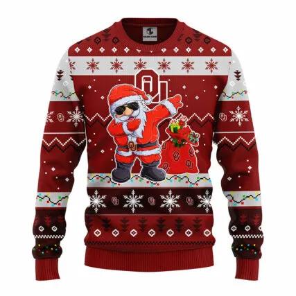 Oklahoma Sooners Dabbing Santa Claus Ugly Christmas Sweater, NCAA Christmas Sweater Moonbestprint