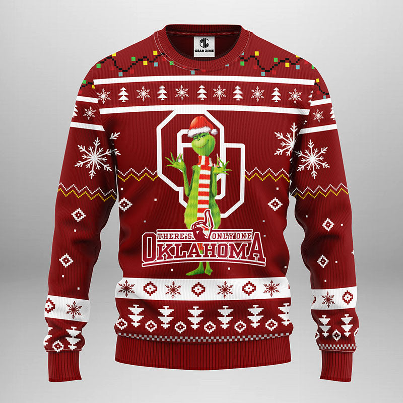 Oklahoma Sooners Funny Grinch Ugly Christmas Sweater Moonbestprint