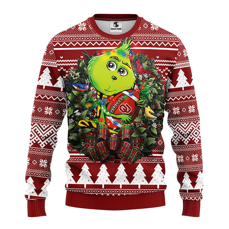 Oklahoma Sooners Grinch Hug Ugly Christmas Sweater Moonbestprint