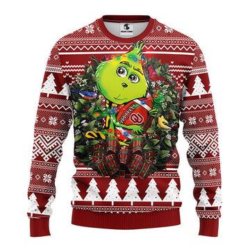 Oklahoma Sooners Grinch Hug Ugly Christmas Sweater Moonbestprint