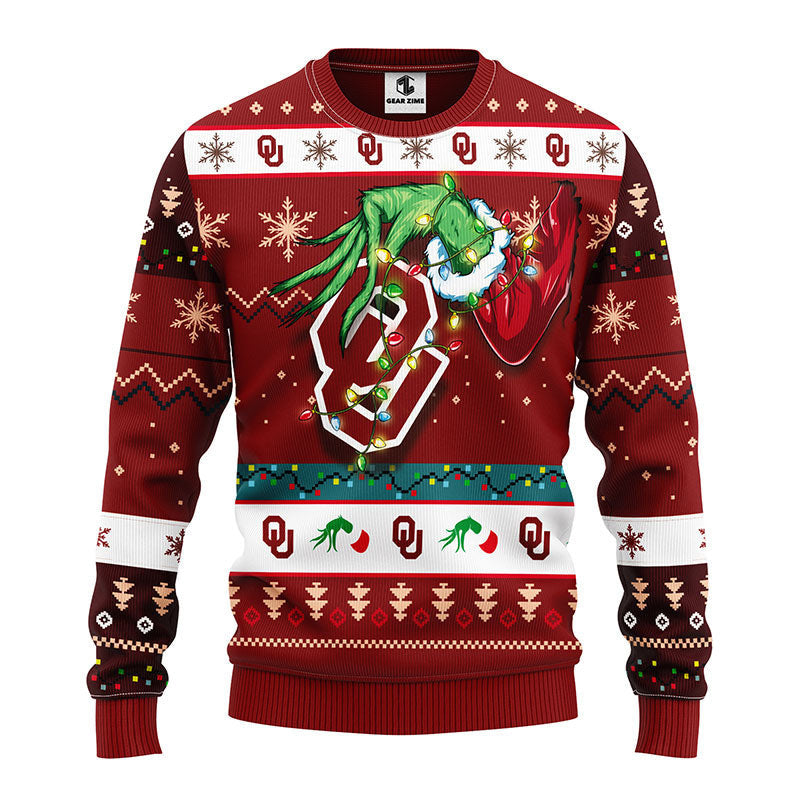Oklahoma Sooners Grinch Ugly Christmas Sweater Moonbestprint
