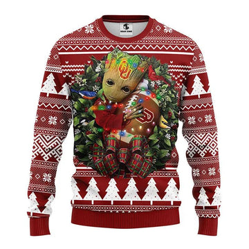 Oklahoma Sooners Groot Hug Ugly Christmas Sweater, NCAA Christmas Sweater Moonbestprint