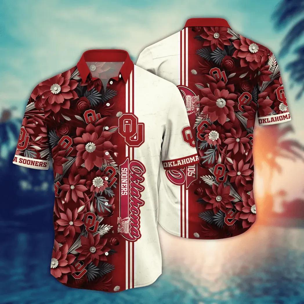 Oklahoma Sooners NCAA Flower Aloha Hawaiian Shirt 3, NCAA Hawaiian Shirt Moonbestprint