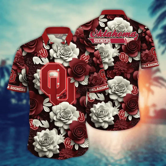 Oklahoma Sooners NCAA Flower Aloha Hawaiian Shirt 7, NCAA Hawaiian Shirt Moonbestprint