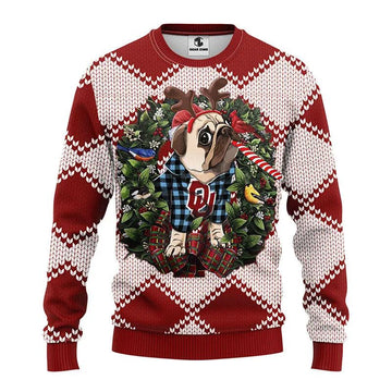 Oklahoma Sooners Pub Dog Ugly Christmas Sweater, NCAA Christmas Sweater Moonbestprint