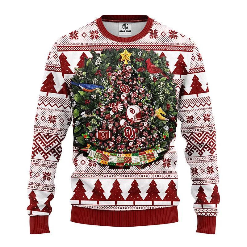 Oklahoma Sooners Tree Ball Ugly Christmas Sweater, NCAA Christmas Sweater Moonbestprint