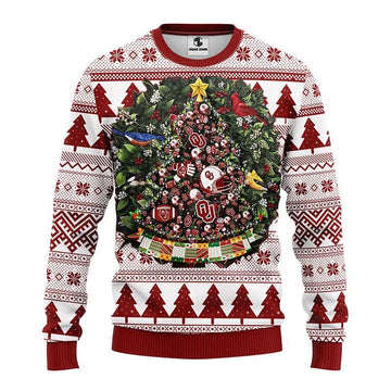 Oklahoma Sooners Tree Ball Ugly Christmas Sweater, NCAA Christmas Sweater Moonbestprint