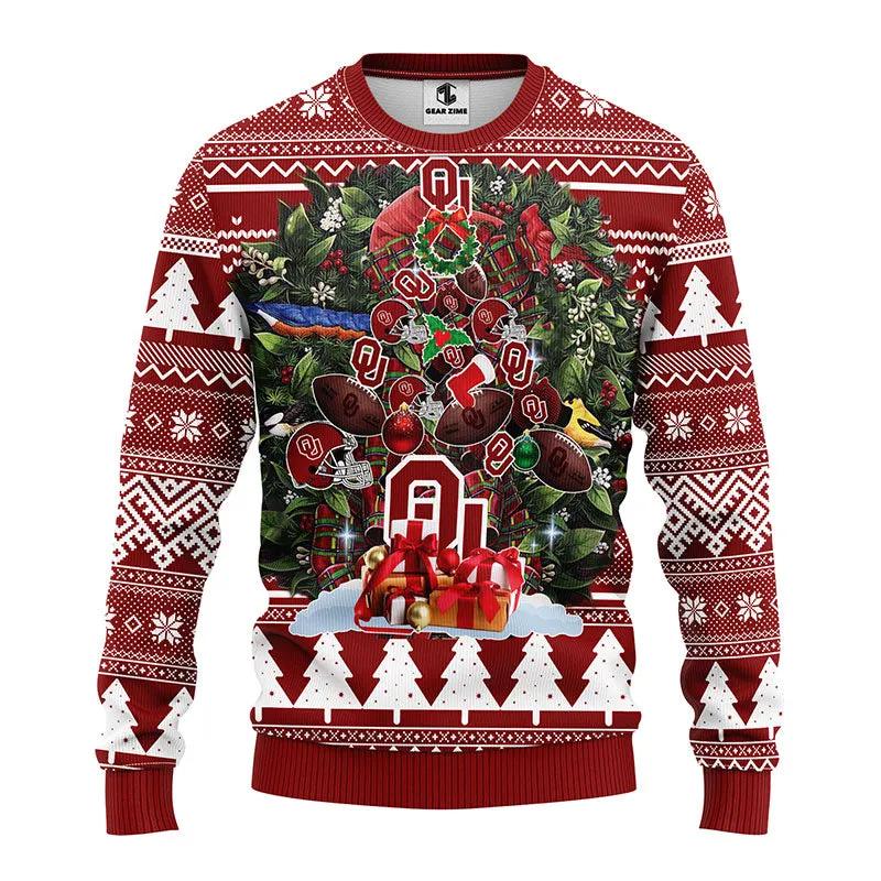 Oklahoma Sooners Tree Ugly Christmas Sweater, NCAA Christmas Sweater Moonbestprint
