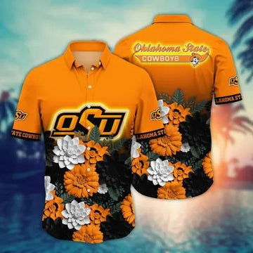 Oklahoma State Cowboys Flower Hawaii Shirt For Fans, Summer Football Shirts, NCAA Hawaiian Shirt Moonbestprint