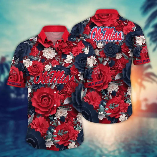 Ole Miss Rebels NCAA Flower Aloha Hawaiian Shirt 5, NCAA Hawaiian Shirt Moonbestprint
