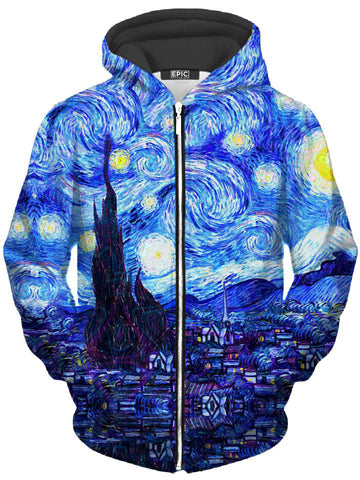 Starry Night Unisex Zip-Up Hoodie -Moonbestprint