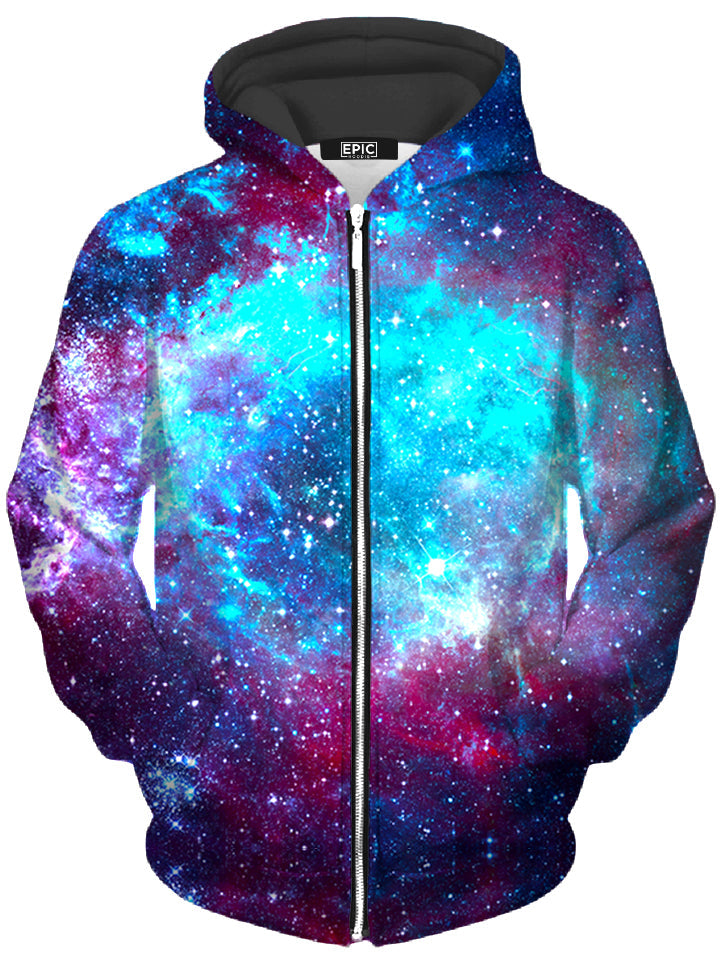 Blue Galaxy Unisex Zip-Up Hoodie -Moonbestprint