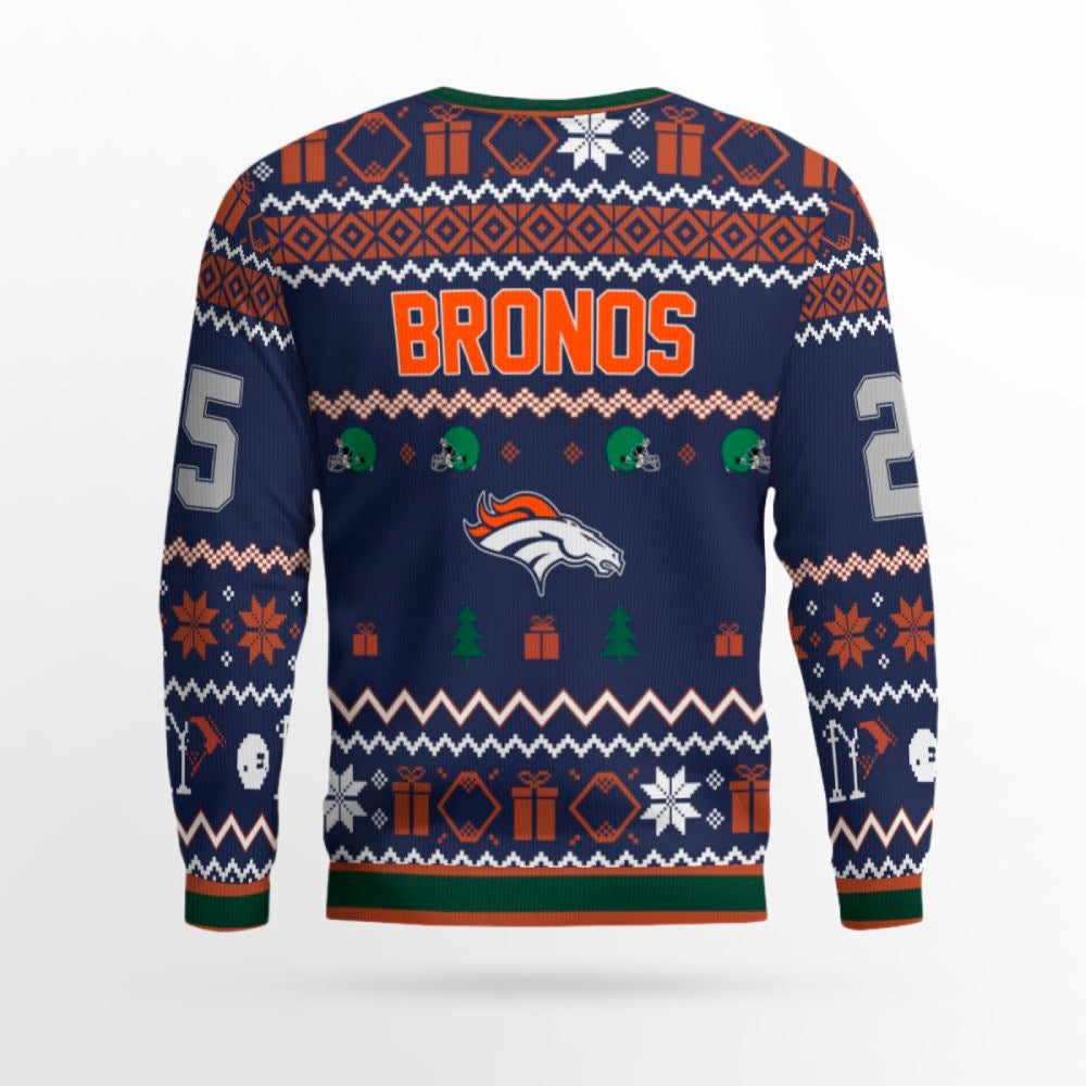 Orange & Blue Denver Broncos Ugly Christmas Sweater 2025 – Moonbestprint