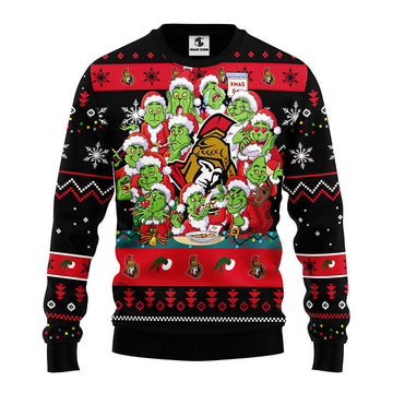 Ottawa Senators 12 Grinch Xmas Day Ugly Christmas Sweater Moonbestprint