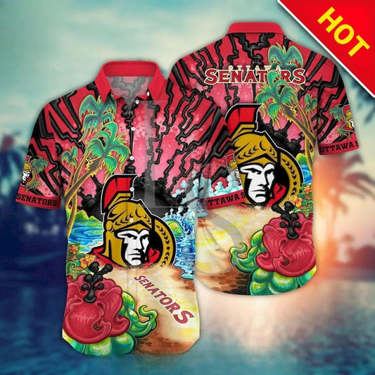 Ottawa Senators Aloha Island Hawaii Shirt, NHL Hawaiian Shirt Moonbestprint
