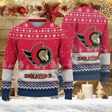 Ottawa Senators Big Logo Ugly Christmas Sweater, NHL Christmas Sweater Moonbestprint