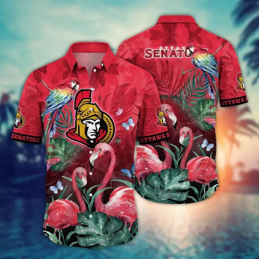 Ottawa Senators Flamigo Hawaiian Shirt, Aloha Hawaiian Shirt, NHL Hawaiian Shirt Moonbestprint