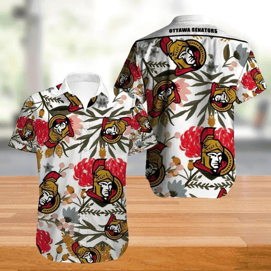 Ottawa Senators Hawaiian Shirt Big Floral Button Up, NHL Hawaiian Shirt Moonbestprint