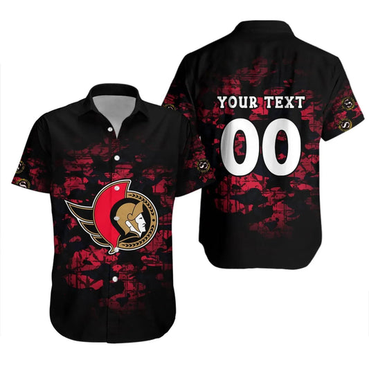 Ottawa Senators Hawaiian Shirt Camouflage Vintage - NHL, NHL Hawaiian Shirt Moonbestprint