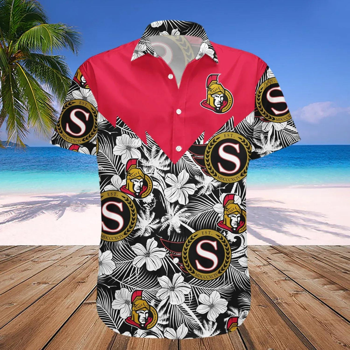Ottawa Senators Hawaiian Shirt Tropical Seamless- NHL, NHL Hawaiian Shirt Moonbestprint