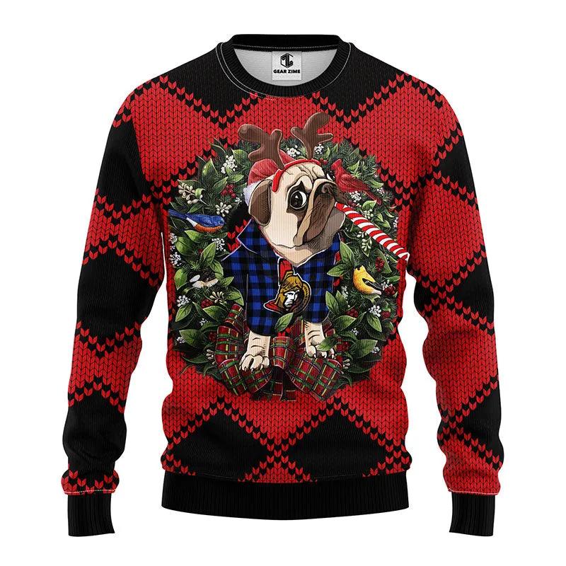Ottawa Senators Pub Dog Ugly Christmas Sweater, NHL Christmas Sweater Moonbestprint