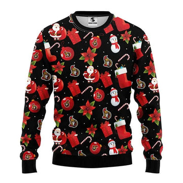 Ottawa Senators Santa Claus Snowman Ugly Christmas Sweater, NHL Christmas Sweater Moonbestprint