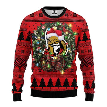 Ottawa Senators Santa Hat Ugly Christmas Sweater, NHL Christmas Sweater Moonbestprint