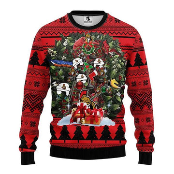 Ottawa Senators Tree Christmas Ugly Sweater, NHL Christmas Sweater Moonbestprint