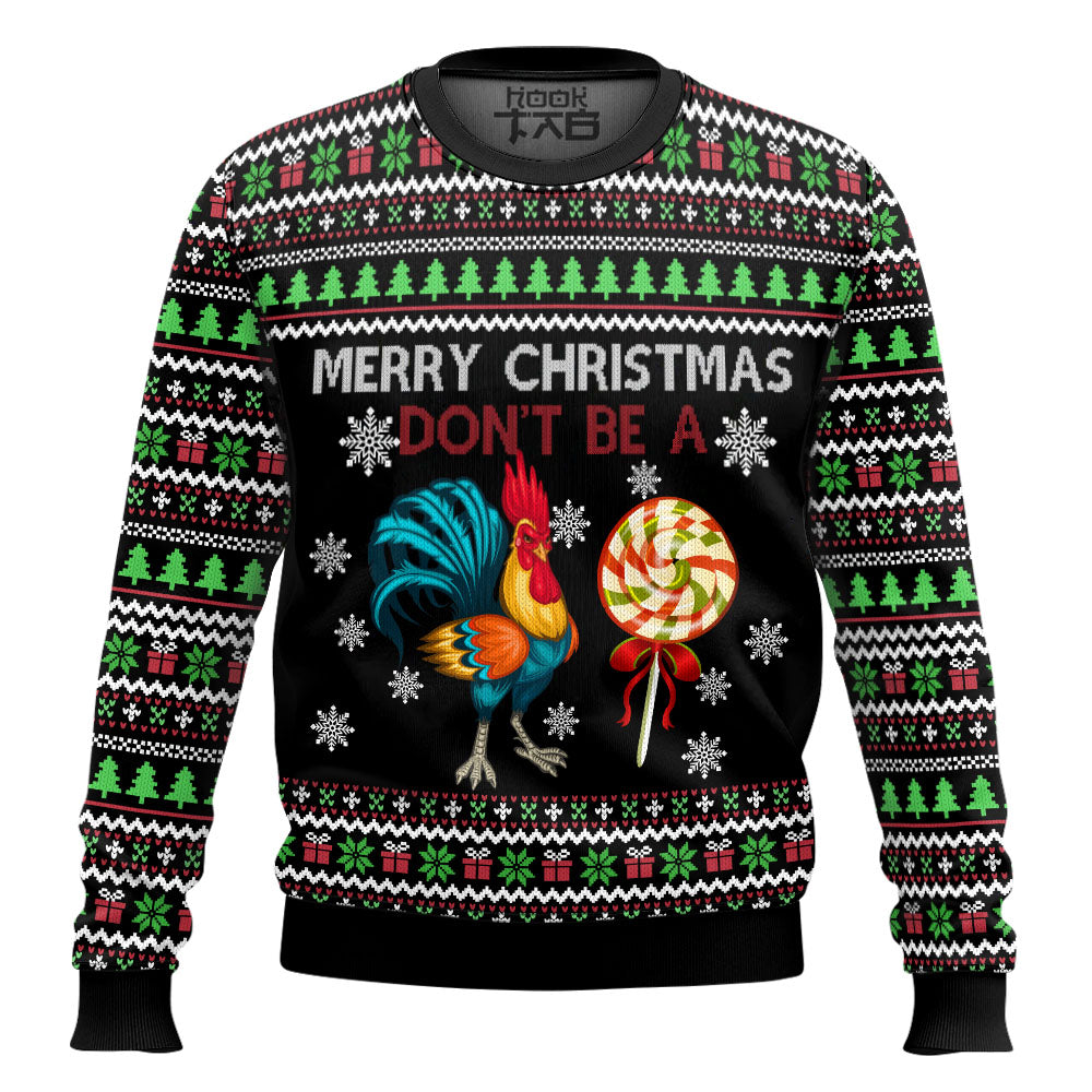 Merry Christmas Cock Print Crewugly Christmas Sweater – Moonbestprint