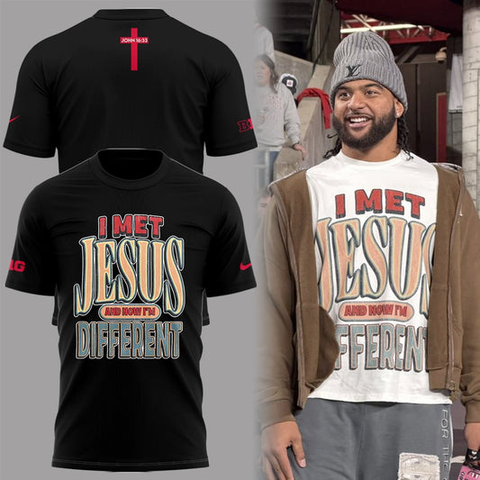 Back at Ohio State, J.T. Tuimoloau makes a statement in the 'I MET JESUS AND NOW I'M DIFFERENT' T-Shirt | NZ58 Moonbestprint