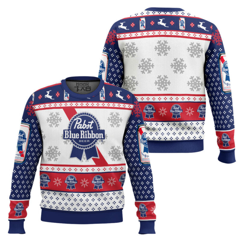 Pabst Blue Ribbon Lager Beer Ugly Christmas Sweater – Moonbestprint