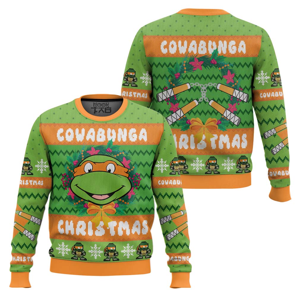 Cowabunga Michaelangelo Christmas Teenage Mutant Ninja Turtles Ugly Christmas Sweater – Moonbestprint